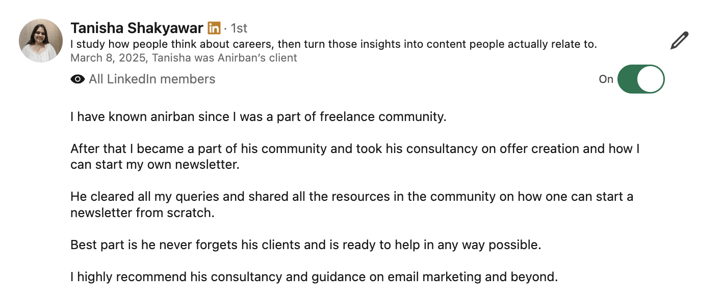 Testimonial from Tanisha Shakyawar
